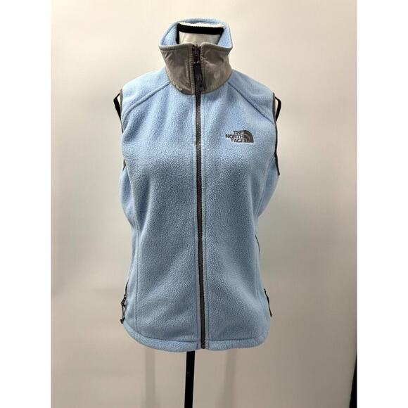 The North Face Vest Womens Small Blue Fleece Lined Full Zip Mock Neck Sleeveless - Picture 1 of 7